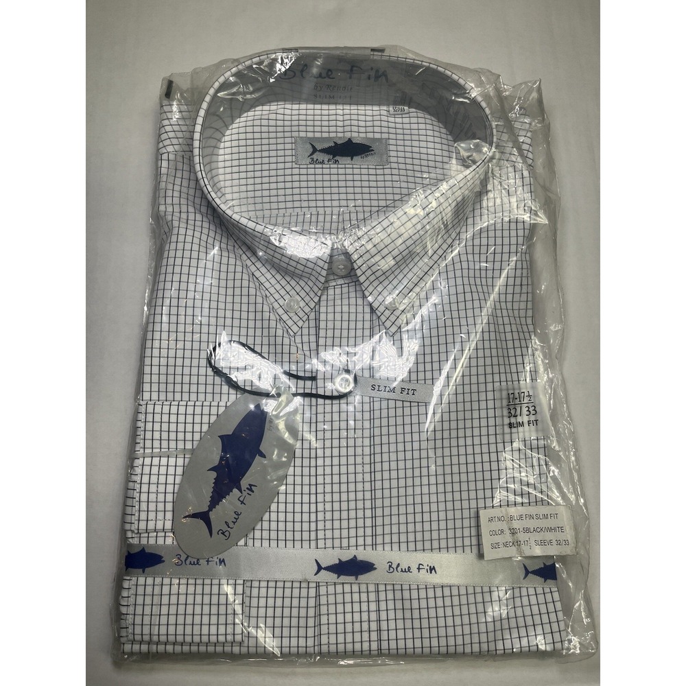 Blue Fin By Renoir Shirt Slim Fit Black/white 17-17 1/2